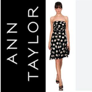 Ann Taylor Strapless Dress Polka Dot Black and White Size 4